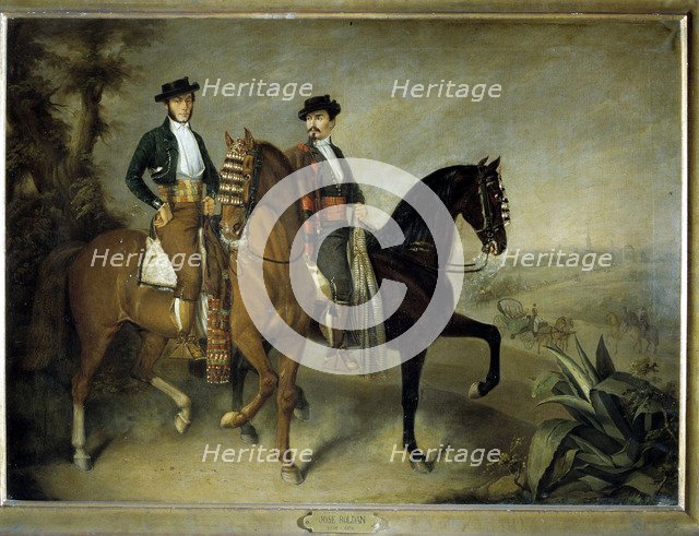 The two horsemen', oil on canvas.