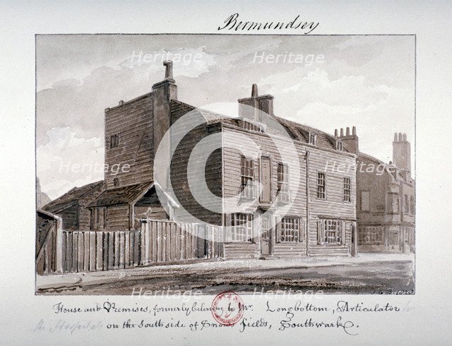 View of houses on the south side of Snowsfields, Bermondsey, London, 1828. Artist: John Chessell Buckler