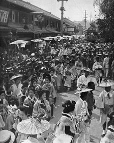 Geisha procession, Yokohama Jubilee, Japan, 1909. Artist: Unknown