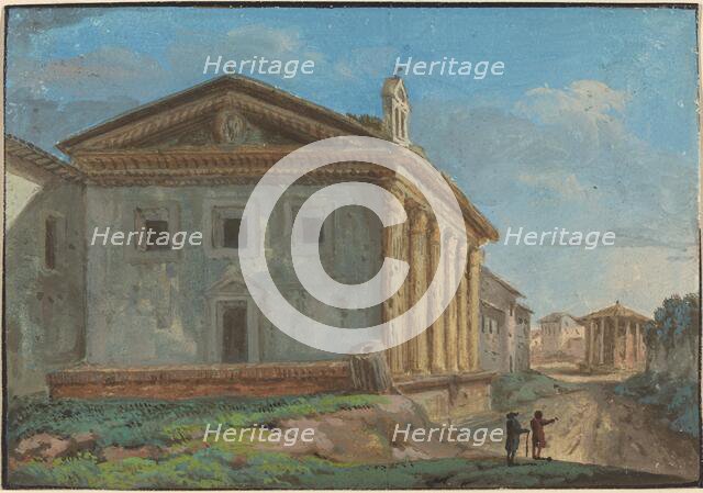 Tempio della Fortuna Virile with the Tempio di Vesta in the Distance. Creator: Unknown.