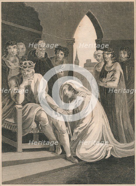 Queen of Richard II, interceeding for the Life of Simon Burley, 1388, (1864). Artist: T Cook