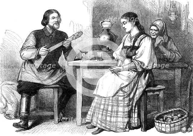 Russian Sketches: a Moujik's courtship, 1880. Creator: Unknown.