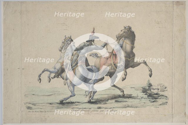 A Dismounted Horse Reined in by an Officer, 1770-1836. Creator: Carle Vernet.