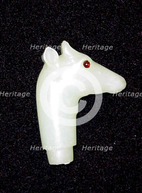 Knife Hilt with Deer-Head Pommel, , 18th century. Creator: Unknown.