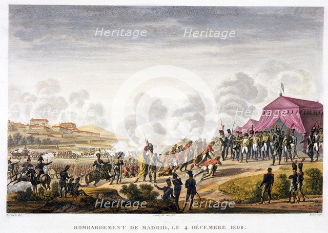 The bombardment of Madrid, Spain, 4th December 1808. Artist: Edme Bovinet