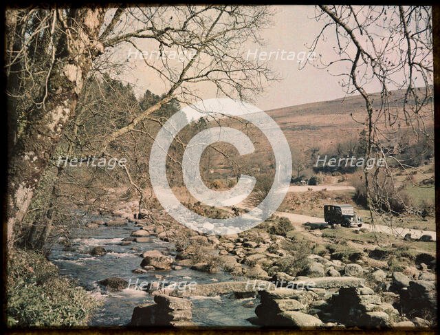 Clapper Bridge, Dartmeet, Widecombe in the Moor, Teignbridge, Devon, 1930-1939. Creator: Eric Maybank.
