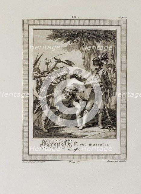 The Death of Yaropolk Svyatoslavich. 980 (From Histoire de Russie by Blin de Sainmore), 1797.