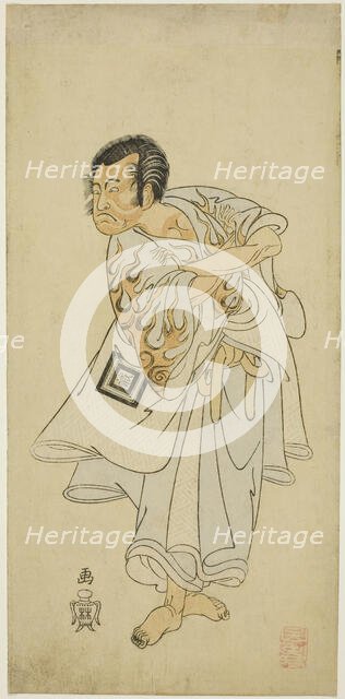 The Actor Ichikawa Danzo III as the holy hermit Narukami in the play "Narukami", perfor..., c. 1768. Creator: Shunsho.