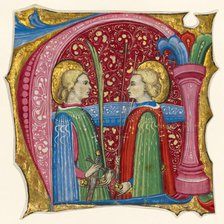 Initial A: Saints Maurice and Theofredus, about 1460-1480. Creator: Frate Nebridio da Cremona.