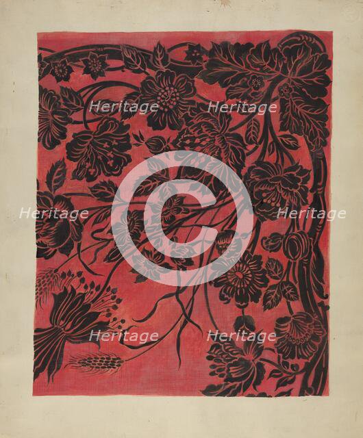 Stenciled Table Cover, c. 1942. Creator: Marie Alain.