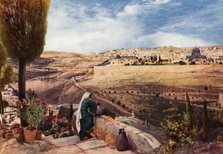 'Jerusalem from  the Mount of Olives where Christ wept over the City', 1902. Creator: John Fulleylove.