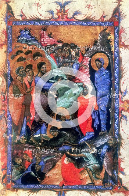 Jesus raising Lazarus after four days, c1280. Artist: Unknown