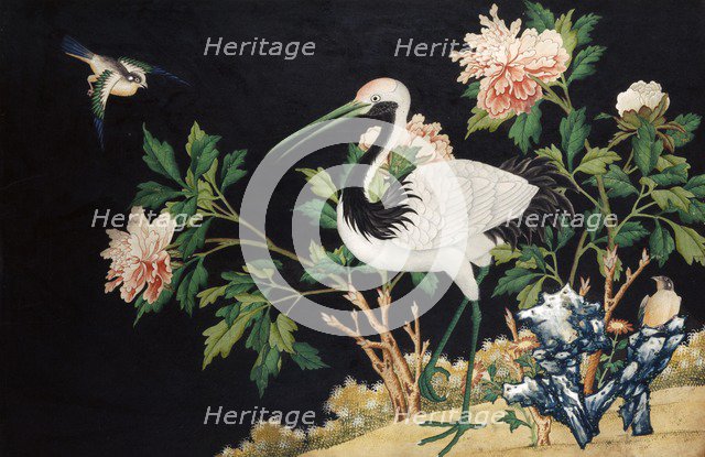 Manchurian Crane in a Chinese landscape, 18th century(?). Artist: Unknown.