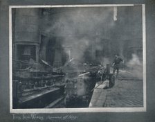 'Tees Iron Works - Running Off Slag', 1919. Artist: Hood & Co. Ltd.