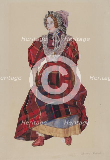 Doll in Plaid Dress, c. 1937. Creator: Beverly Chichester.