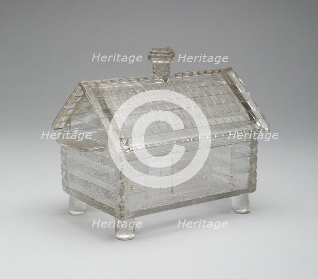 Log Cabin pattern covered dish, c. 1875. Creator: Central Glass Company.