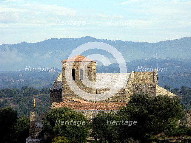 Monastery of Sant Pere de Casserres with the bell tower in the foreground.