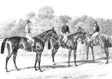 Kisber (Winner of the Derby); Enguerrande and Camelia (Runners of the Dead-Heat for the Oaks), 1876. Creator: Unknown.