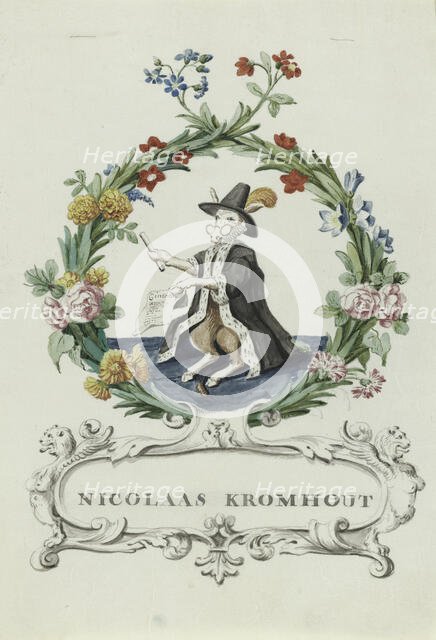 Cartoon of Nicolaas Kromhout, 1710-1720. Creator: Anon.