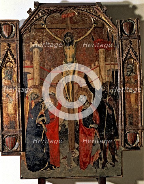  'The Crucifixion', end of the central street of the Almudaina main altarpiece. Commissioned by t…