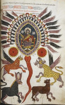 Daniel's vision of the four beasts from the sea and the Ancient of Days, 1109. Creator: Petrus.