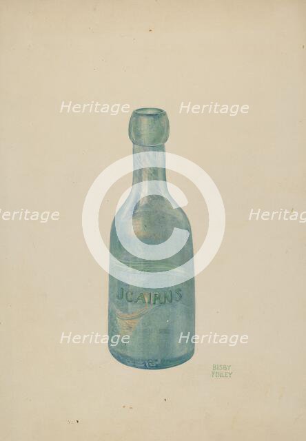 Glass Soda Bottle, c. 1940. Creator: Bisby Finley.
