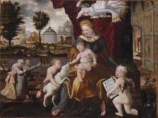 Virgin and Child with the Infant St. John and two angels, 1552. Creator: Lorck (Lorch), Melchior (ca. 1527-after 1594).