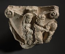 Fragment of a Capital with Scenes from Mary’s Infancy, early 1100s. Creator: The Cathedral of Monopoli (Italian), workshop of.