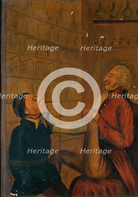 A surgeon-apothecary pulling out a man's tooth. Creator: Unknown.