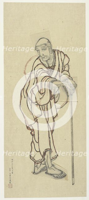 Sketch for a woodblock print, late 18th-early 19th century. Creator: Hokusai.