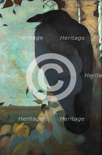 Crow on Birch Tree, 1913. Creator: Mankes, Jan (1889-1920).