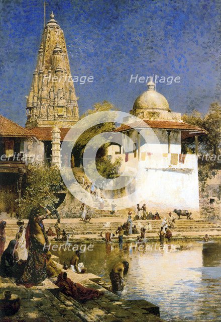'Banganga Tank and Walkeshwar Temple at Bombay', 1890s.  Artist: Edwin Lord Weeks