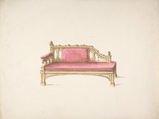Design for a Gothic Style Sofa Upholstered in Red, early 19th century. Creator: Anon.