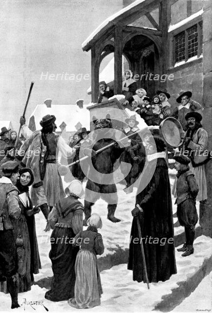 A Bear Show in Olden Times, 1895. Creator: Andre & Sleigh.