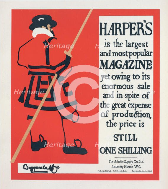 Affiche anglaise pour la revue "Harper's Magazine", c1896. Creator: William Nicholson.