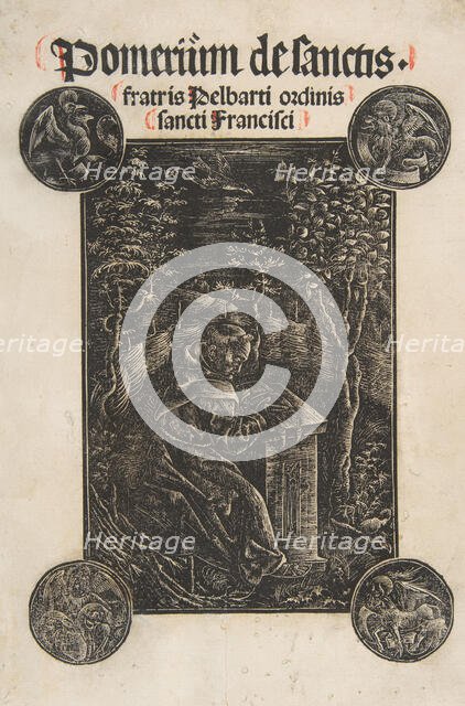 The Franciscan, Pelbart of Temesvar, Studying in a Garden (Schr. 2876), 1502. Creator: Attributed to Daniel Hopfer.