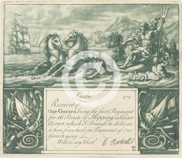 Subscription Receipt, 1720s. Creator: Elisha Kirkall.