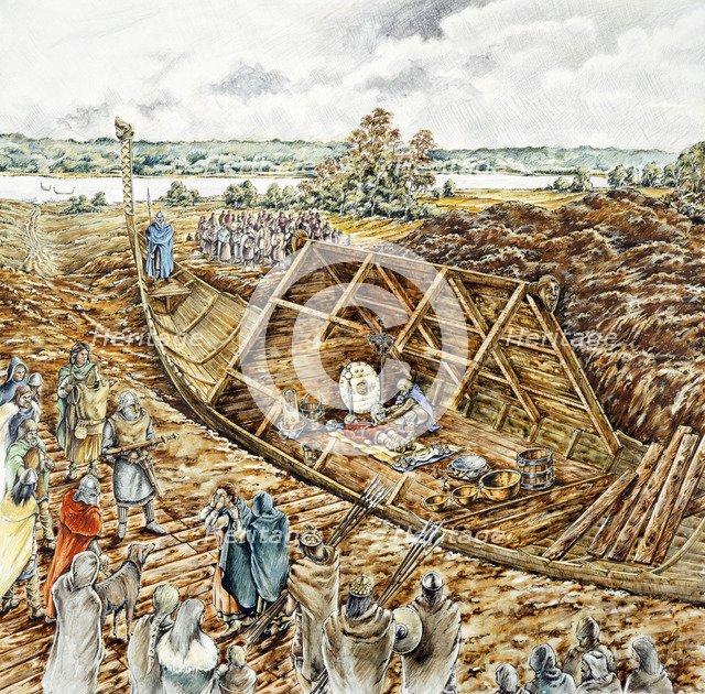 Sutton Hoo ship burial, 7th century, (1990-2010) Artist: Peter Dunn.