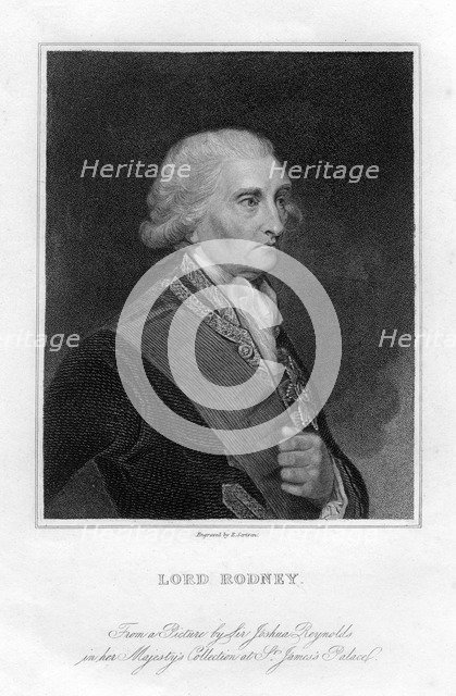 Admiral George Brydges Rodney (1719-1792), 1st Baron Rodney, 19th century.Artist: E Scriven