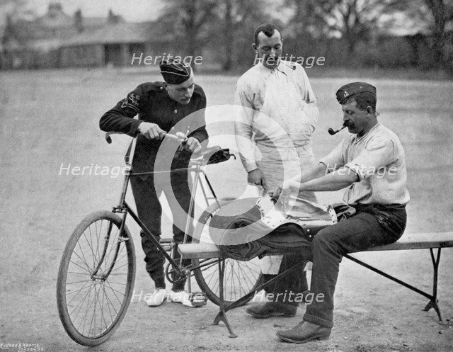 A trooper of the 2nd Life Guards polishing up for parade, 1896. Artist: Gregory & Co