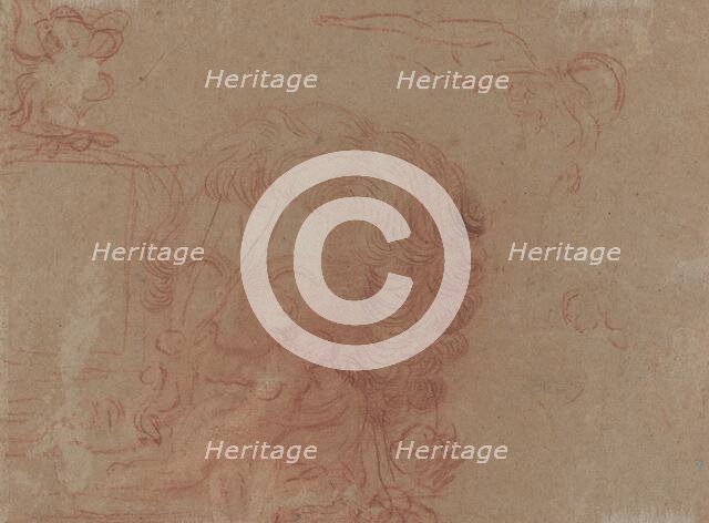 Figure Sketches and a Copy After a Sculpted Head [verso], c. 1715/1716. Creator: Jean-Antoine Watteau.