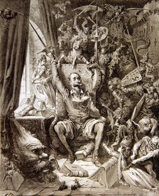 Gustave Dore Illustration for Don Quixote, Miguel de Cervantes character, published in Paris in 1…
