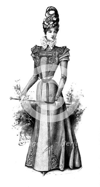 Ladies' Page: a braided cloth gown, 1898. Creator: Picador.