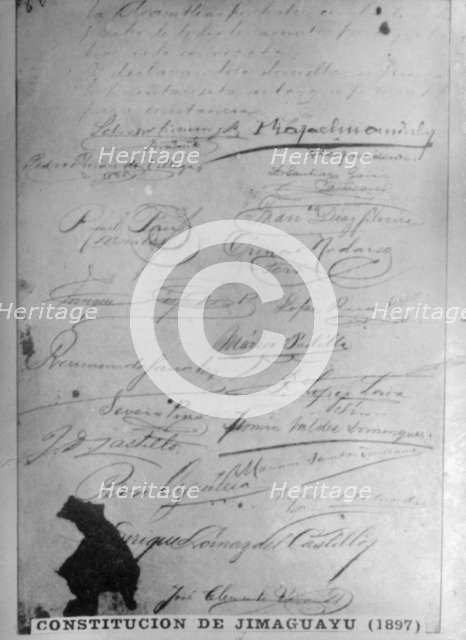 The Jimaguayu Constitution, (1895), 1920s. Artist: Unknown