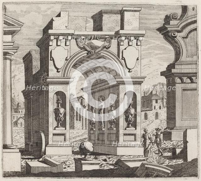 Architectural Fantasy with a Triumphal Arch, before 1753. Creator: Giuseppe Antonio Landi.