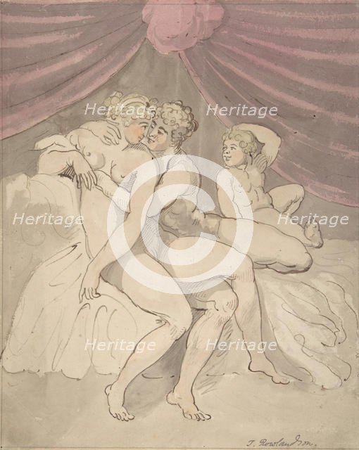 Nude Couple Embracing, 1780-1827. Creator: Thomas Rowlandson.