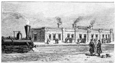 Duchak Station, on the railroad trans-Caspian, engraving, 1895.