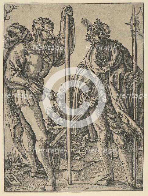 Two Soldiers with Lance and Halberd Conversing, ca. 1515. Creator: Hans Schäufelein the Elder.