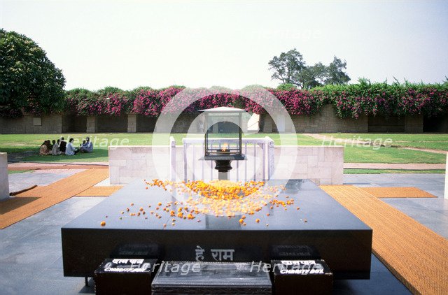 Mahatma Gandhi Memorial, Delhi, with its everlasting flame, 20th century. Artist: Anon