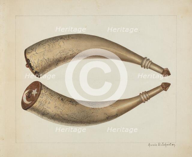 Powder Horn, 1938. Creator: Annie B Johnston.